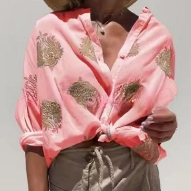 GMXIA Женские модные повседневные блузки и рубашки с длинным рукавом