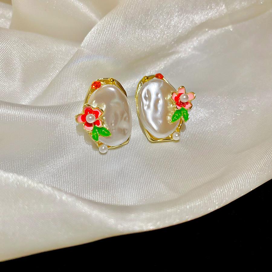 Silver Needle Monet Garden Drip Earrings French Court Style Exquisite Stud Earrings Design Sense Niche Light Luxury Earrings