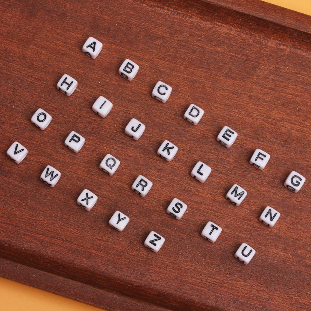 White Black Pendants Handcrafts Beading Material DIY 26 Letters Beads Bracelets Phone Chain 5.5mm Acrylic Big Hole Necklace DIY Jewelry Accessories