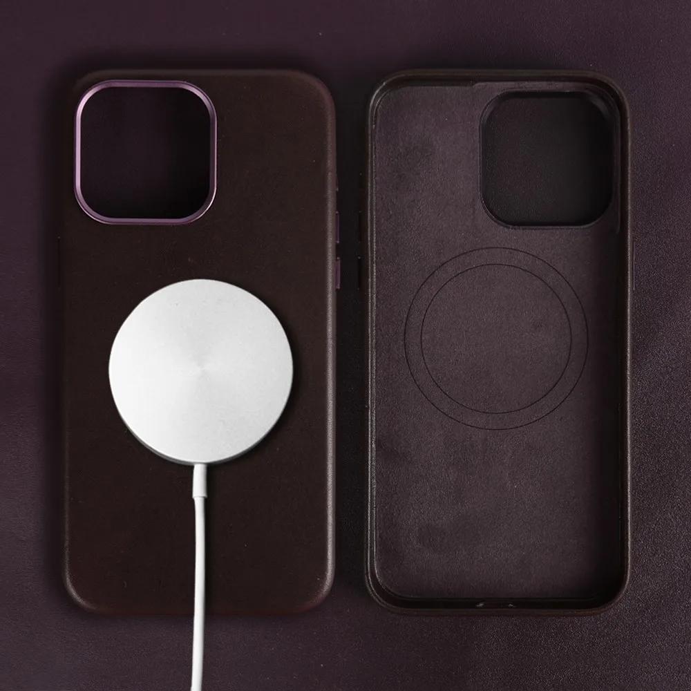 Роскошный чехол из натуральной кожи Magsafe для iPhone 15 Pro Max, магнитный для Funda iPhone 14 Pro 13 Pro, чехол для телефона с полным покрытием