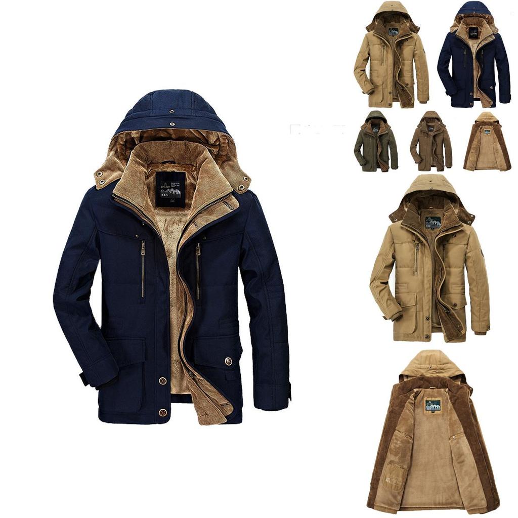 Men's Premium Quality Warm Jacket Military Parka Fur Lined Long Coat Hooded Winter Coat