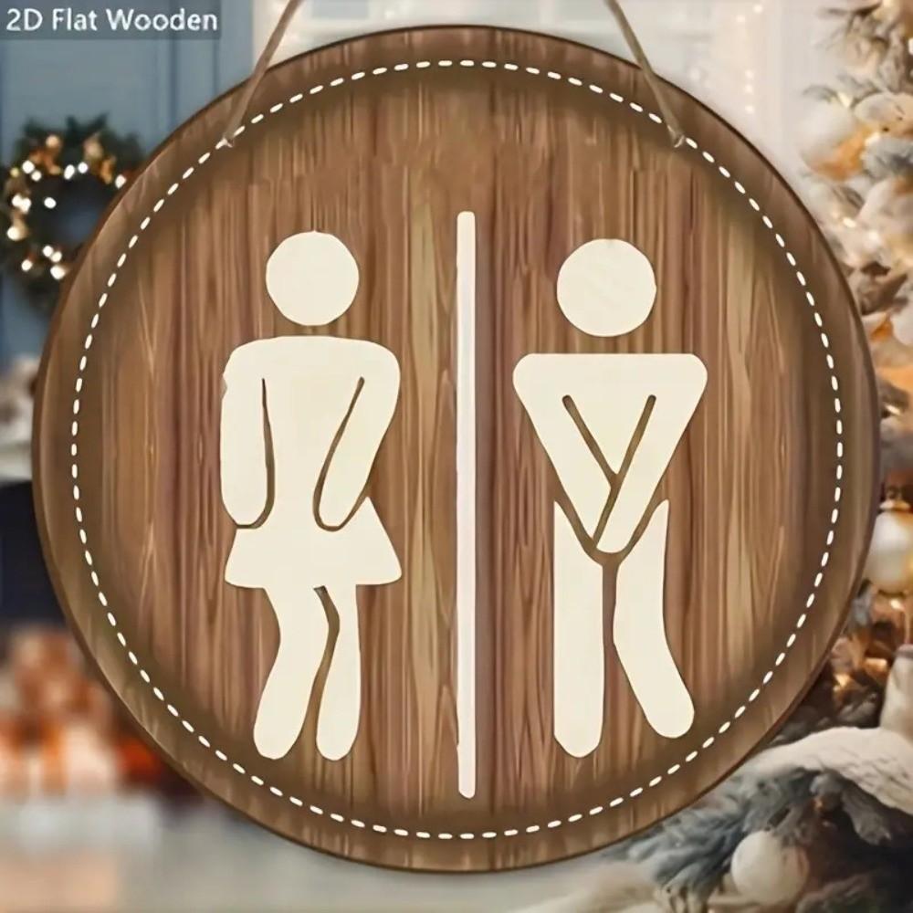 Wooden Bathroom Sign Plate Ornament Toilet Decorative Plate  Group Living Area
