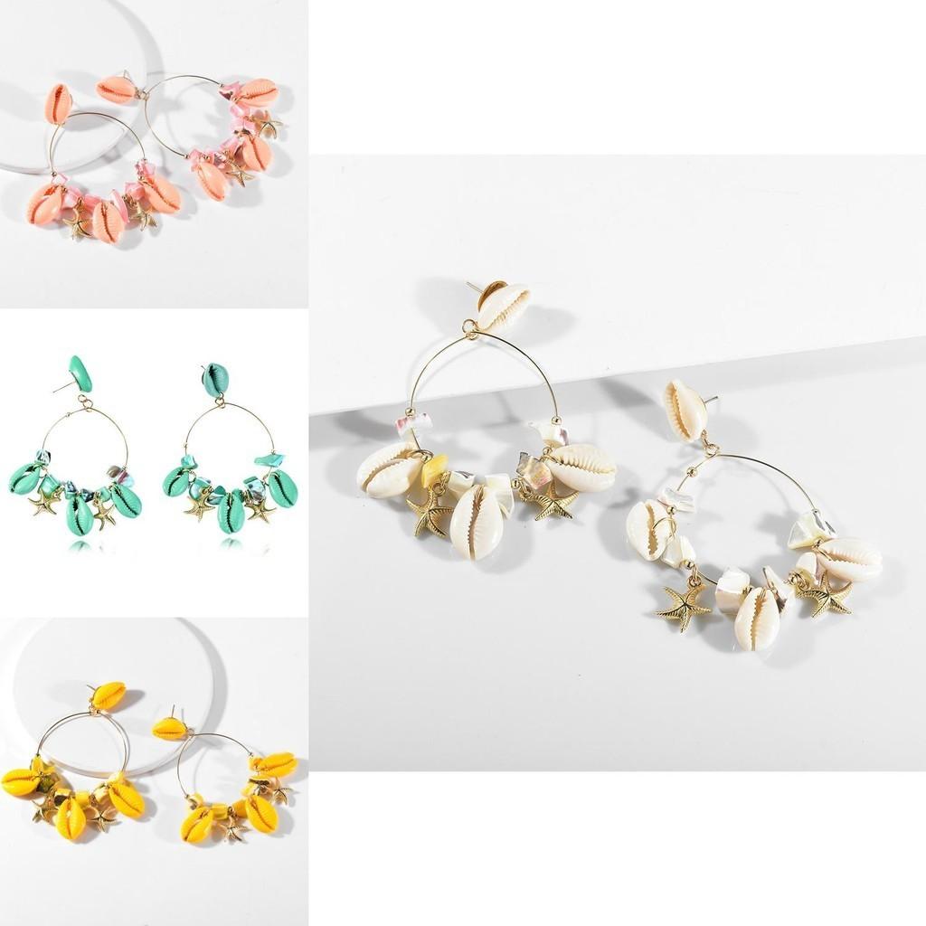 Trendy Summer 2021 Simple Teardrop Shell Earrings For Women In Multicolor
