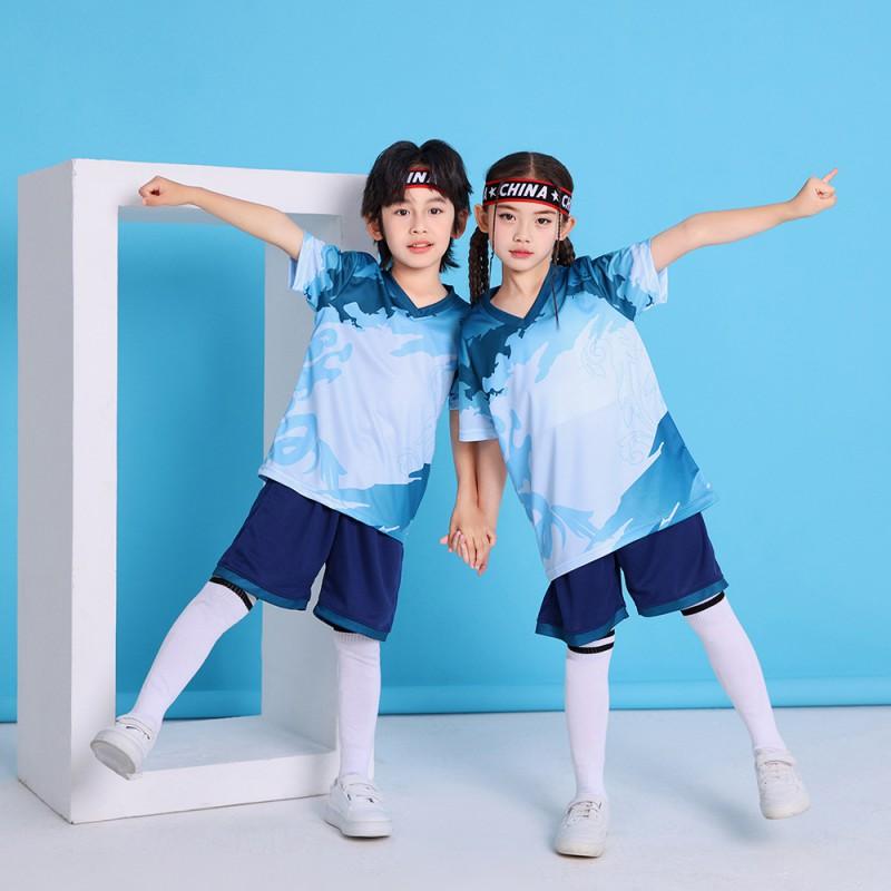 Kids Soccer Jersey Set Breathable Ice Silk Training Uniform Short Sleeve Sportswear Football Practice Match