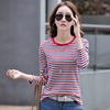 Women's Fall and Winter Bottoming Shirt Round Neck Striped Long-sleeved Pullover Tops