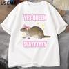 Yas Queen Slay T Shirt Humor Funny Cotton Short Sleeve Rat TShirt Unisexs Clothing Harajuku Retro Oversized Cotton T Shirt