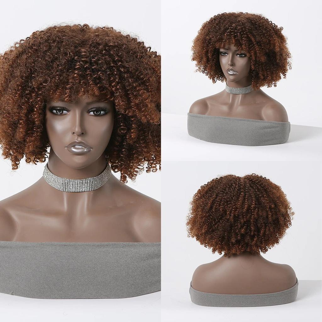 Короткие блондинки вьющиеся афро японские высококачественные парики из волокна для женщин вьющиеся черные женские парики с челкой повседневный парик для косплея