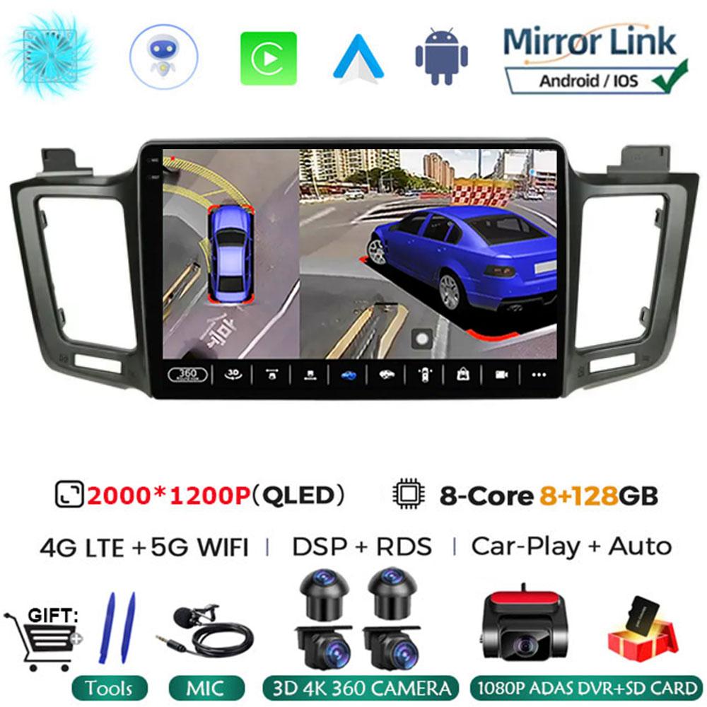 Android 14 Car Radio For Toyota RAV4 RAV 4 2013 2014 2015 2016 2017 Multimedia Player 4G Carplay GPS Stereo Head Unit Auto