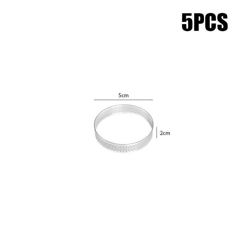 5 шт. круглых колец из нержавеющей стали для тарталеток, жаропрочных перфорированных форм, самодельных форм для мусса, фруктового пирога, тарталеток, пончиков, кухонных принадлежностей