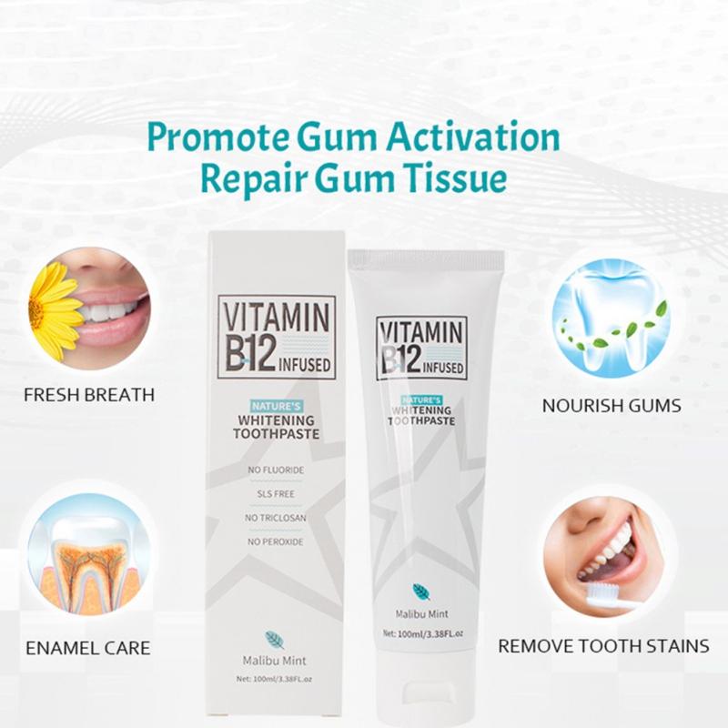 100ml Vitamin B12 Remove Stains Whitening Toothpaste Mint Toothpaste Toothpaste Whitening Gum Repair Teeth