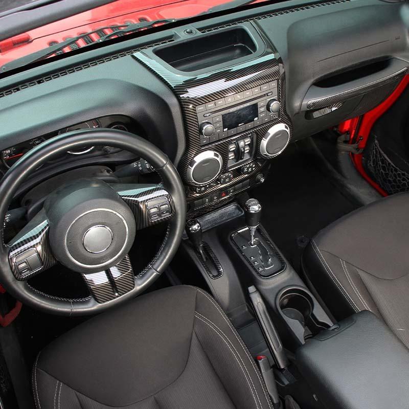 Dashboard Central Control Steering Wheel Co-pilot Handle Decoration Interior Kit Fit for Jeep Wrangler JK 2011-2017 Car Accessories