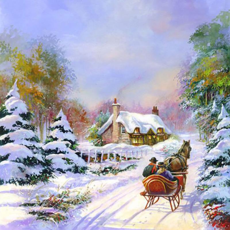 DIY Snow Scenic 5D Diamond Painting Full Round Drill Winter Diamond Embroidery Cross Stitch Mosaic Resin Gift Home Decor