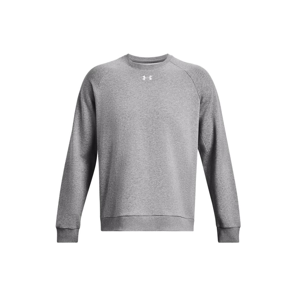 Under Armour Ua Rival Fleece Crew Solid Color Long Sleeve Sweatshirt Men Sweatshirt Gray 1379755-025