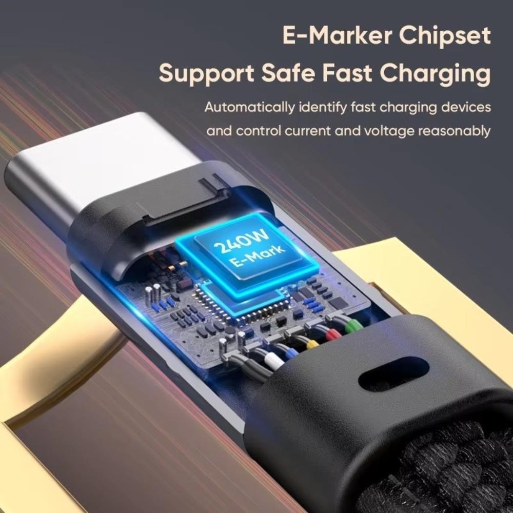 Leather Lanyard Keychain Fast Charging Cable 240W Keychain Cable PD3.0 USB C Cable For Tablet