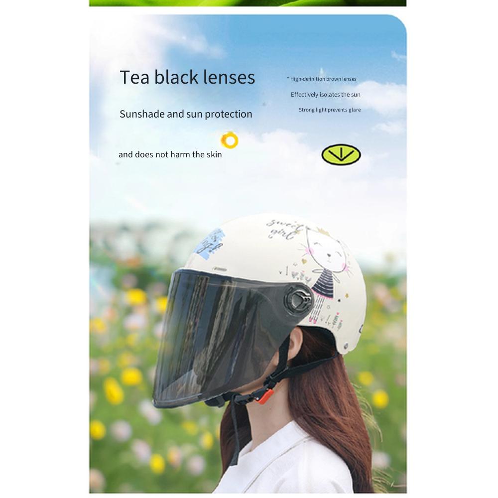 3c certified electric motorcycle helmet men women cute pattern sun protective half helmet summer breathable safety riding helmet
