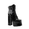 Woman Platform Boots Belt Buckle Mid Calf Boots Cool Super High Heel Boots Thick Heel Zipper Shoes