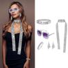 5Pcs 1970s Disco Costume Accessories, Bling Sunglasses Earrings Long Scarf Headband Bracelet 70s Disco Fancy Dress Kits