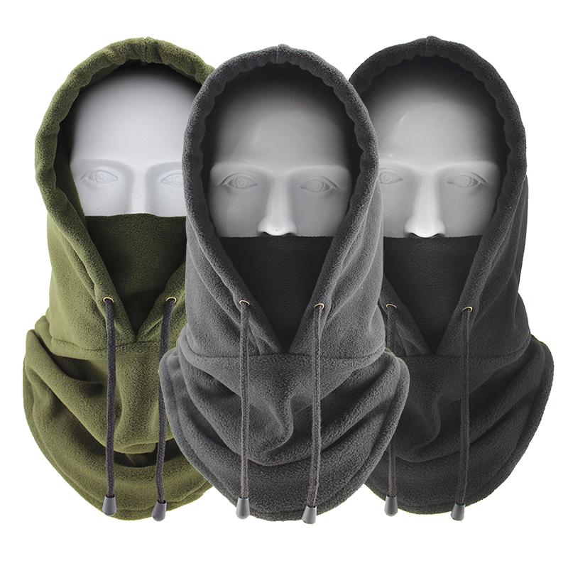 Winter Fleece Warm Hooded Beanie Hats For Men Women Solid Color Balaclava Hat Outdoor Windproof Thicken One Piece Scarf Cap