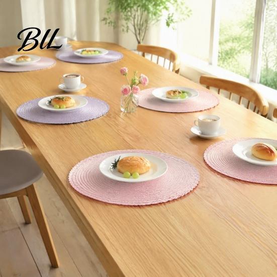 Home Decor Place Mat 2Pcs/Set Round Woven Placemat, Protects Tables from Heat & Scratches, Washable Resistant Braided for Kitchen Dining Table