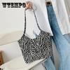 Women Canvas Bag Simple Large Capacity Single Shoulder Bag Versatile Casual Zebra-stripe Handbag
