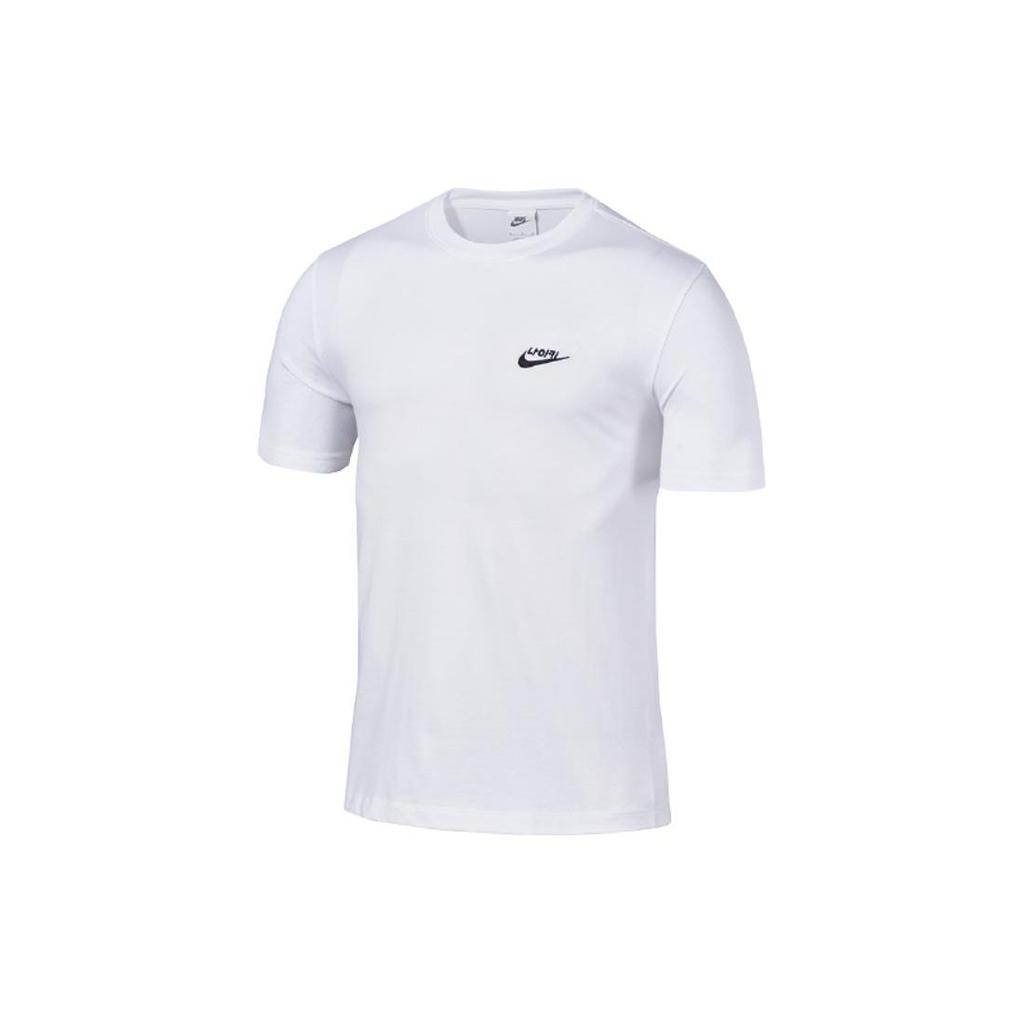 Nike Logo Print Straight-Cut Crew Neck Short Sleeve T-Shirt Men Tops White DN6563-100
