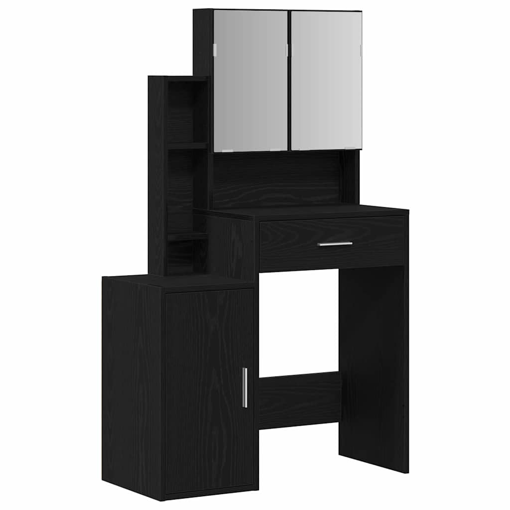 Makeup Table with Shelf Black Oak Look 80 x 35 x 132 cm