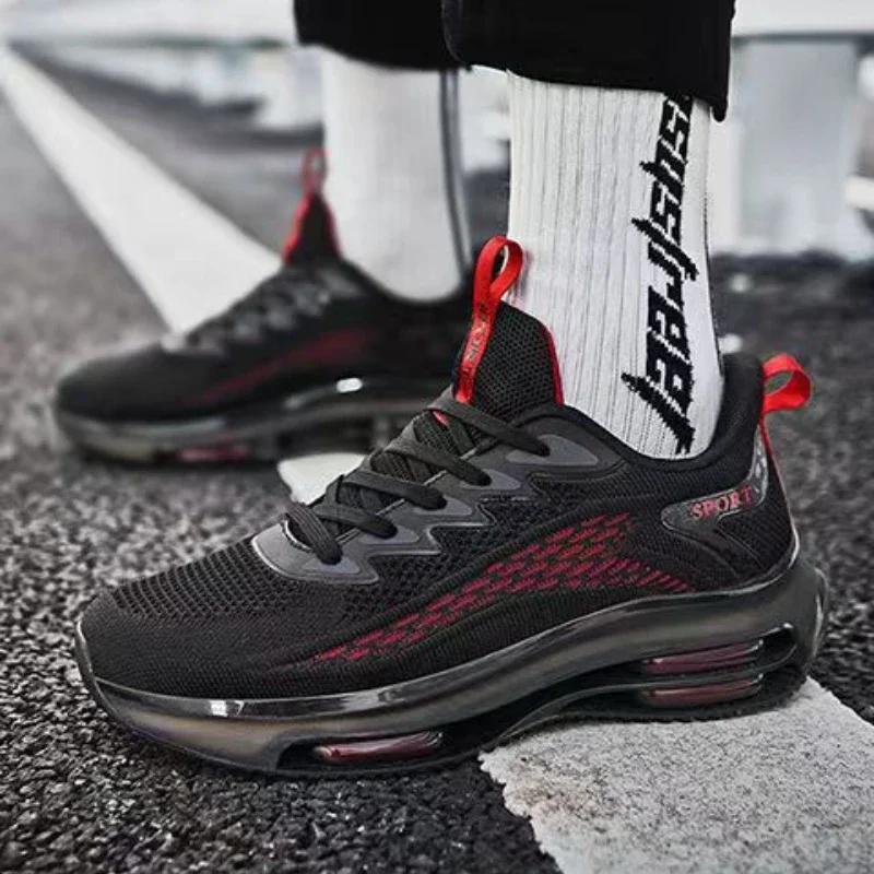 Мужские кроссовки для бега, новая модная уличная спортивная обувь для бега, сетчатая дышащая амортизирующая обувь, мужская обувь большого размера 45