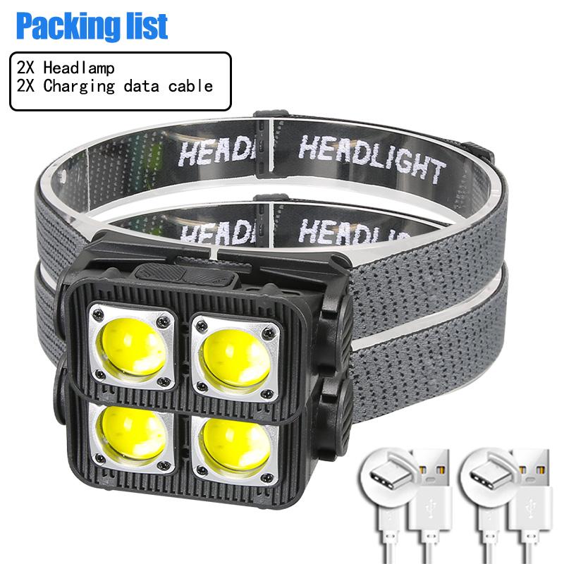 Super Bright Led Headlamp Portable COB Sensor HeadLight With 18650 Battery USB Rechargeable Head Flashlight For Fishing Camping
