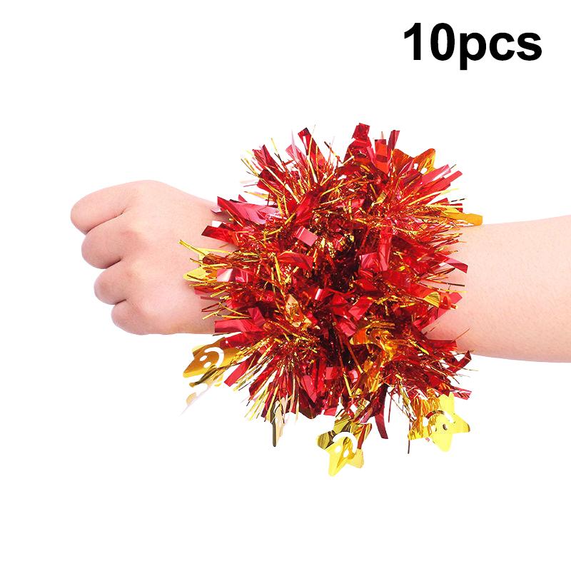 10 шт. Разноцветный мишурный браслет Эластичная лента Взрослые Дети Универсальный Реквизит для танцевального выступления Мишурный браслет на запястье для группы поддержки