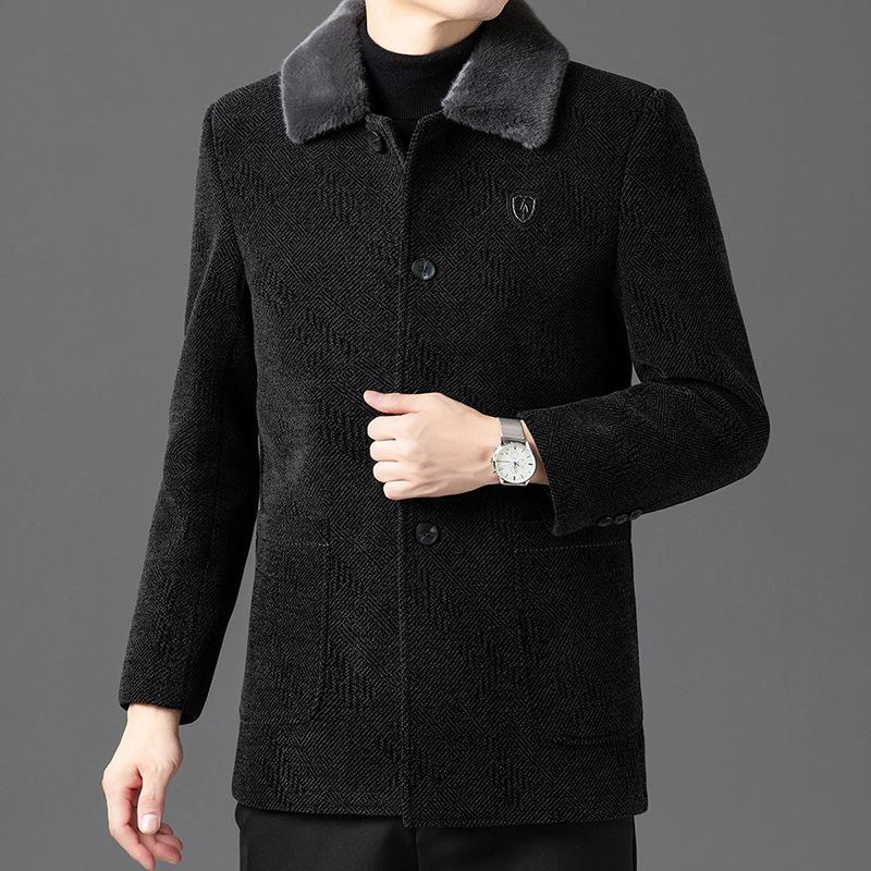 High-end Woolen Coat Men's Coat Top Lapel Jacket Spring and Autumn New Fashion Casual Woolen Jacket Men