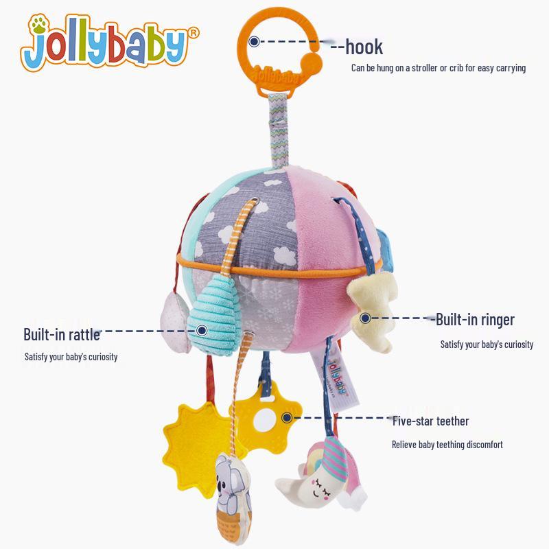 Подвеска для коляски JollyBaby: Плюшевая детская игрушка для машины и погремушка с музыкальным колокольчиком