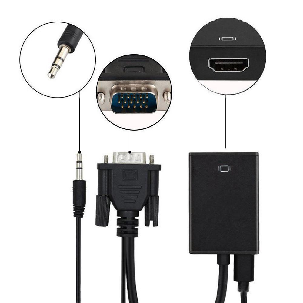 Кабель-адаптер VGA (папа) - HDMI (мама) с аудио для настольного дисплея