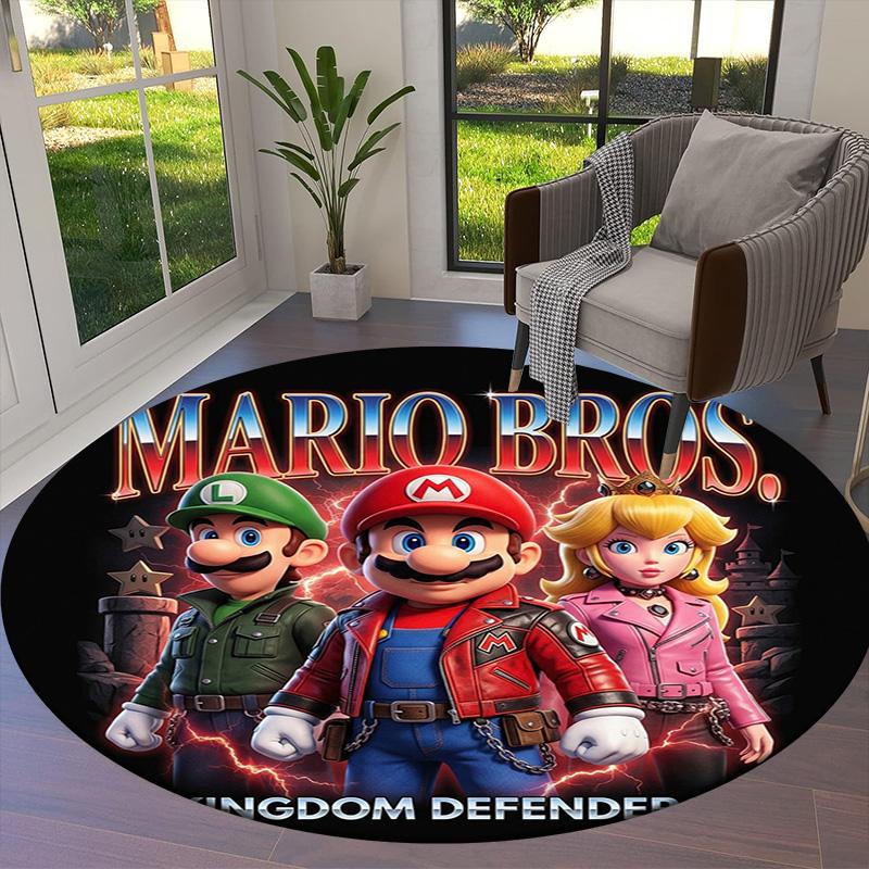 Super Mario Round Area Rug Carpet Rug For Living Room Bedroom Sofa Playroom Decor Nonslip Floor Mat