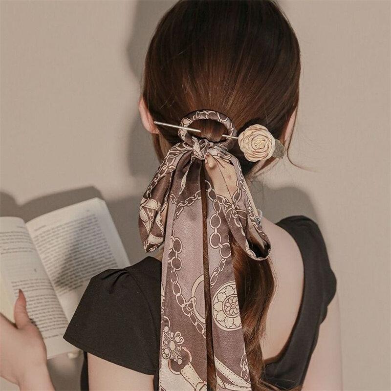 Fashion Headbands Hair Ribbon Scarfs Women Skinny Hairband Hair Accessories Girl Print Cute Hairpin Chinese Hair Sticks Headwear