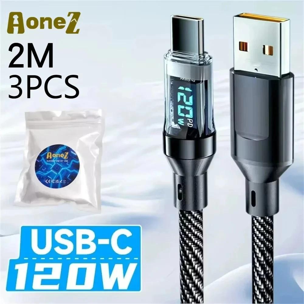 Кабель Vivo FlashCharge 120 Вт Макс. Быстрая зарядка USB C на C со светодиодным дисплеем для серии X, а также iPhone 15, MacBook, телефонов Huawei, OPPO