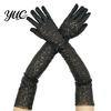 Dance Performance Gloves 1 Pair Sequin Reflective for Women, Stretchy Long Dress Opera Party Stage Prom Bar Costume Wedding Guest Accessories