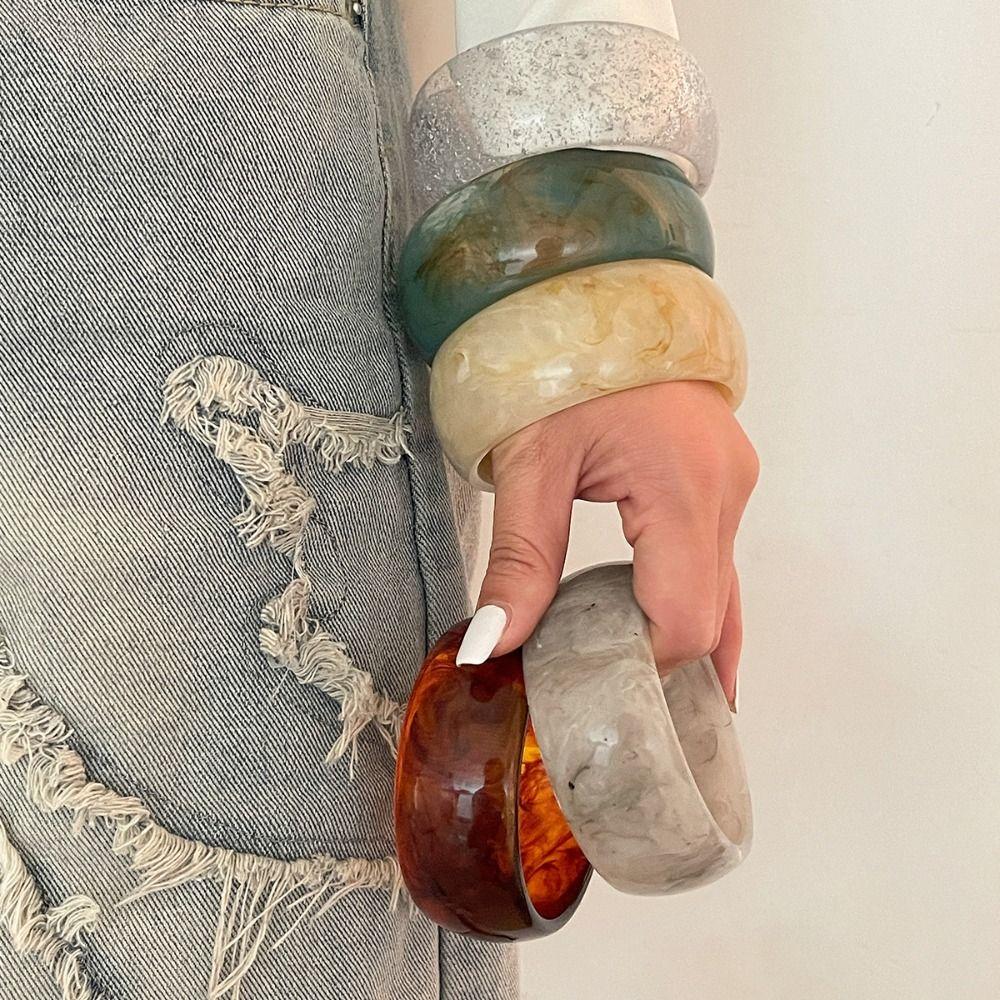 Преувеличивать массивные браслеты женские геометрические ретро-кольца для рук акриловые прозрачные браслеты женские