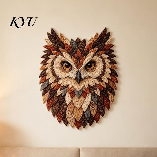 Artistic Sewing Kit for Beginners DIY Owl Patchwork Kit, Layered Fabric Handmade Home Decor Art 3D Textile Craft Project Adults, Sculpture Supplies