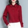 New Autumn Style Solid Color Loose Temperament Commuting Shirt for Women Casual Versatile Polo Collar Shirt