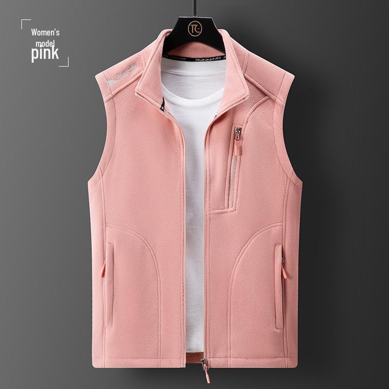 Мужской флисовый жилет с воротником-стойкой на осень/зиму: Теплая, на бархатной подкладке, повседневная куртка для улицы