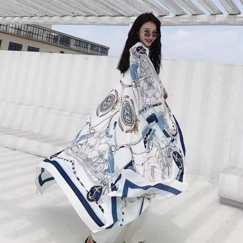 Соленое озеро Чака Туризм на Северо-Западе Этнический стиль Шарф Шелковый шарф Женский Летний Приморский Пляжный Платок Солнцезащитный Тонкий