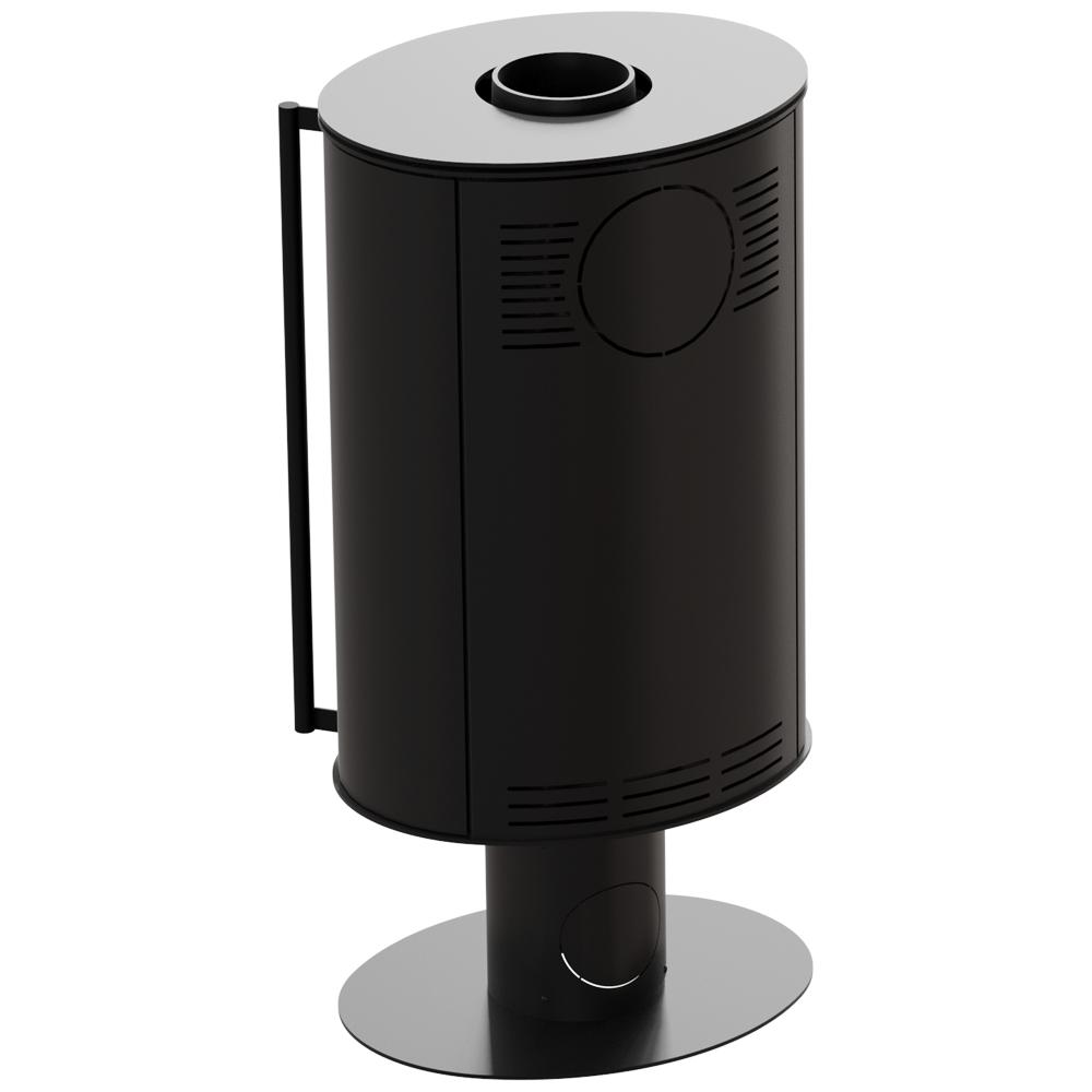 Стальная печь на подставке KRATKI ERIK Ø 150 5,5 кВт черная термотек самозакрывающаяся дверца