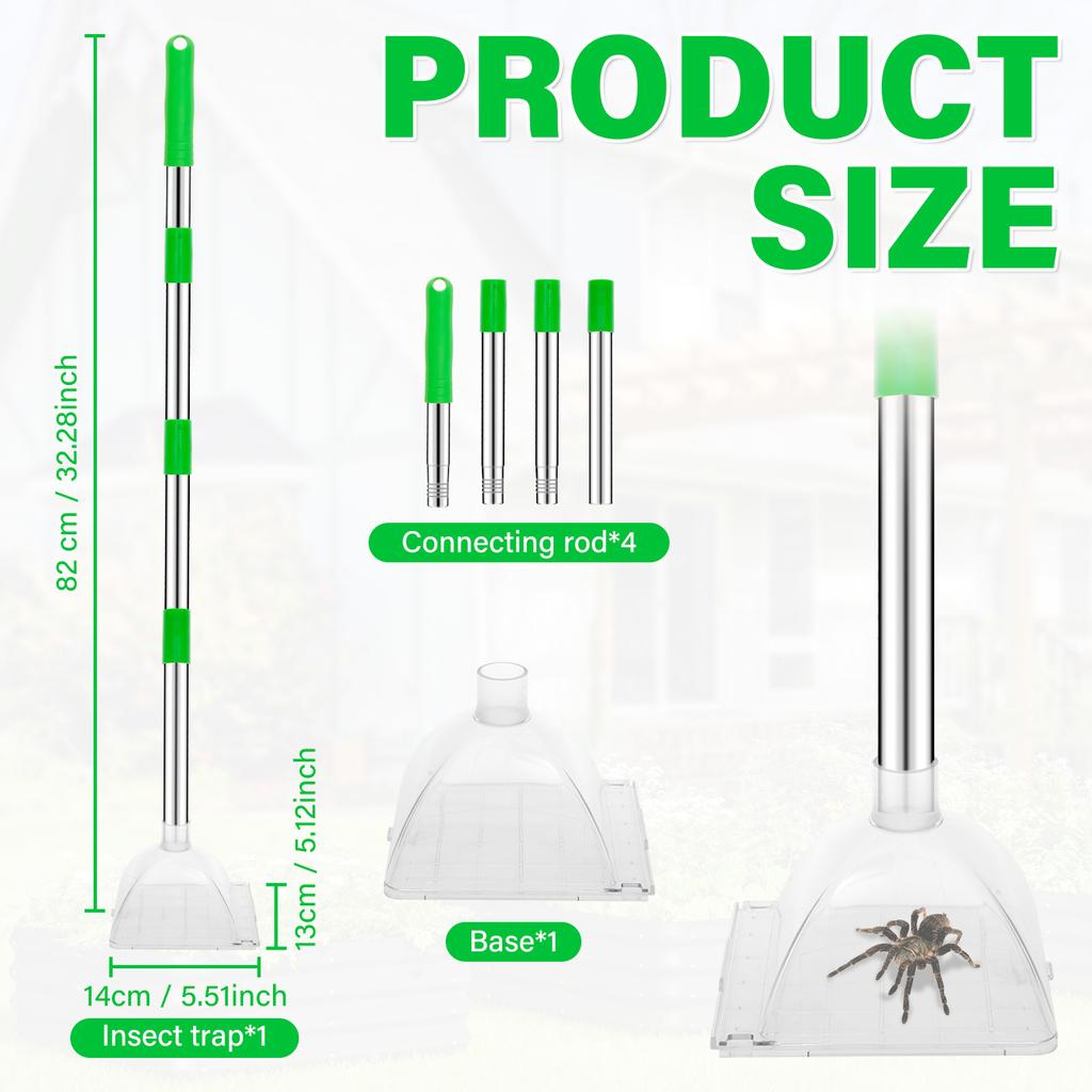 Long Handle Spider Grabber Pest Catcher Net Cover For Indoor Outdoor Stink Bug Moth Cockroach Centipedes Scorpions Catching Tool