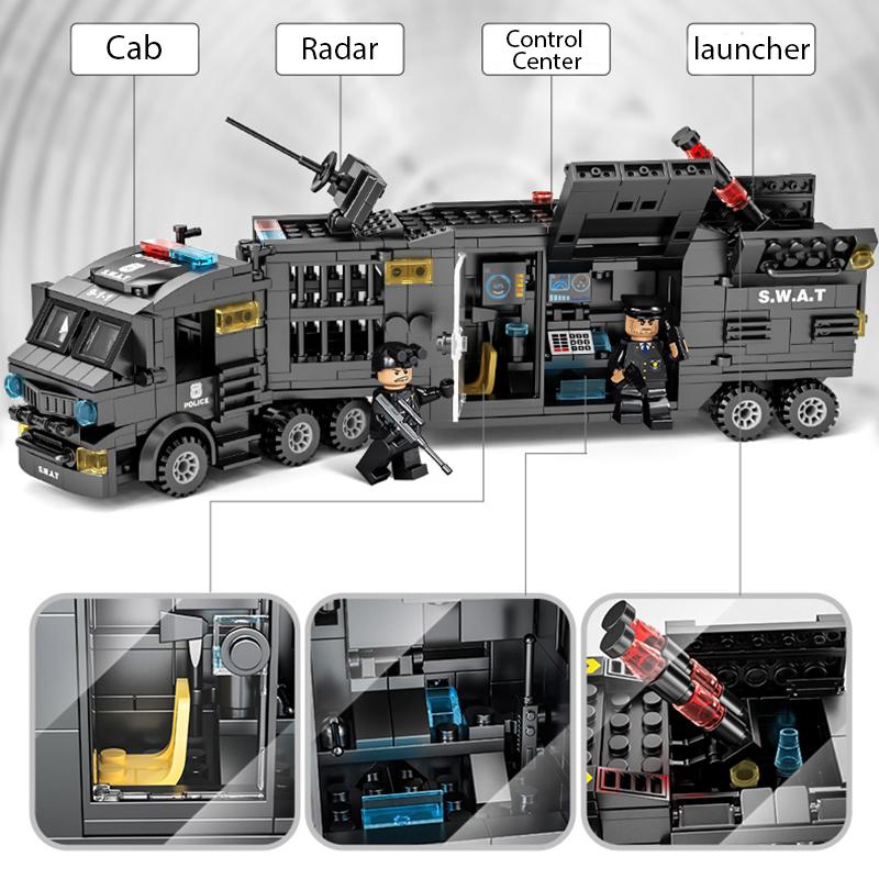 LELE Строительные блоки 700 шт. SWAT Block Toy Детские развивающие полицейские игрушки для мальчиков Кирпичи