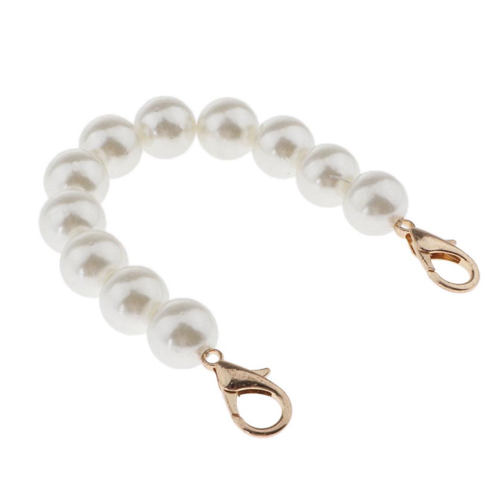 Round Pearl Beading Short Handles Replacement for Beach Bag Handbags Strap