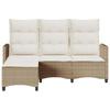 Garden Sofa with Reclining Function Cushions L Shaped Beige Poly Rattan