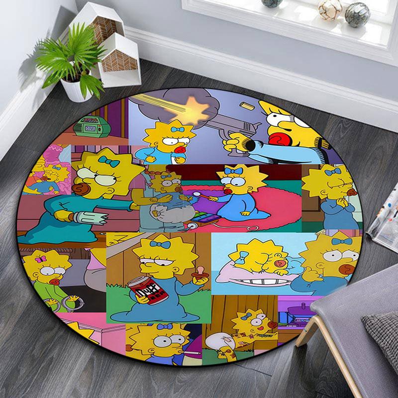 Maggie Simpson pattern round rug,Carpet Rug for Living Room Bedroom Playroom ,Non-slip Floor Mat,Holiday Gifts and Birthday Gifts.