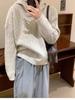 Women's Retro Cable Knit Hooded Sweater: Autumn Winter Loose Soft Pullover
