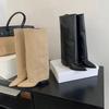 Женские массивные высокие ботинки с острым носком, сексуальные женские туфли для платья, гладиаторские, осенние, новинка 2026, тренд, ретро, модные женские ботинки, готические ботильоны для женщин