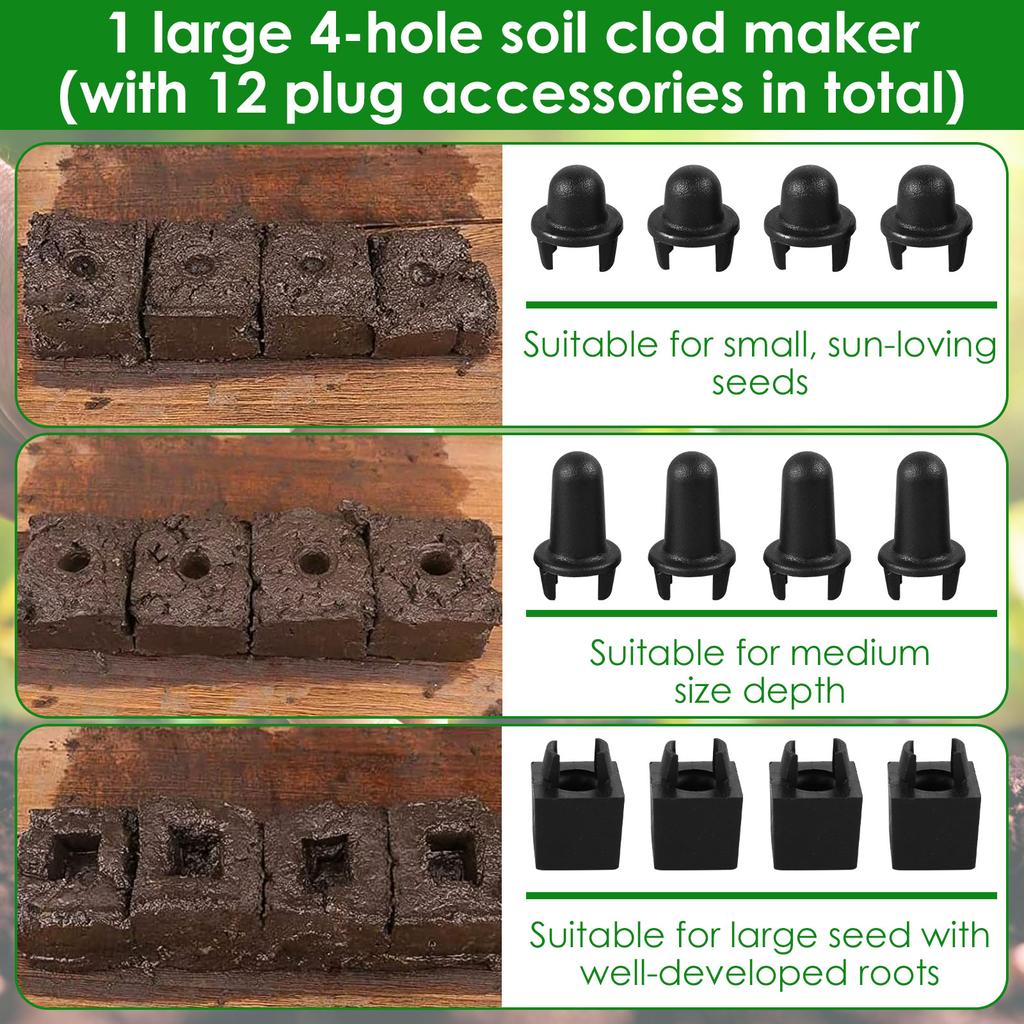 2 шт. Блокировщик почвы 4 ячейки / 20 ячеек Изготовитель почвенных блоков с зажимом Ручной инструмент для изготовления семенных блоков с ручкой из нержавеющей стали